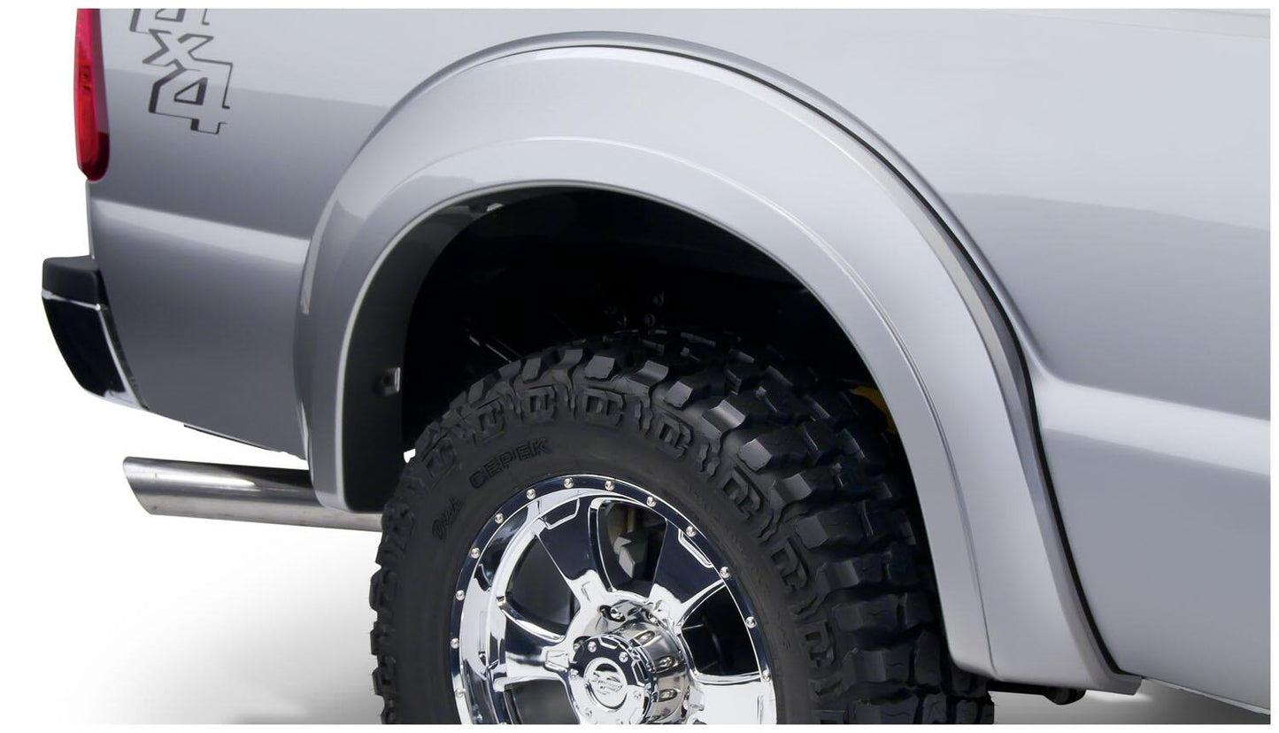Black Extendafender Style Smooth Finish 4-Piece Fender Flare Set For 2011-2016 Ford F250/F350 Super Duty (Excludes Dually) Bushwacker