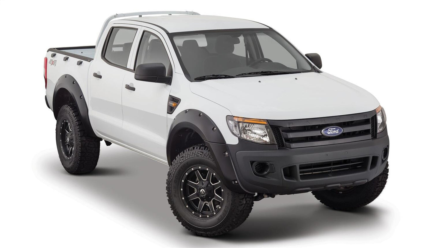 Black Pocket/Rivet Style Smooth Finish 4-Piece Fender Flare Set For 2011-2018 Ford Ranger Bushwacker