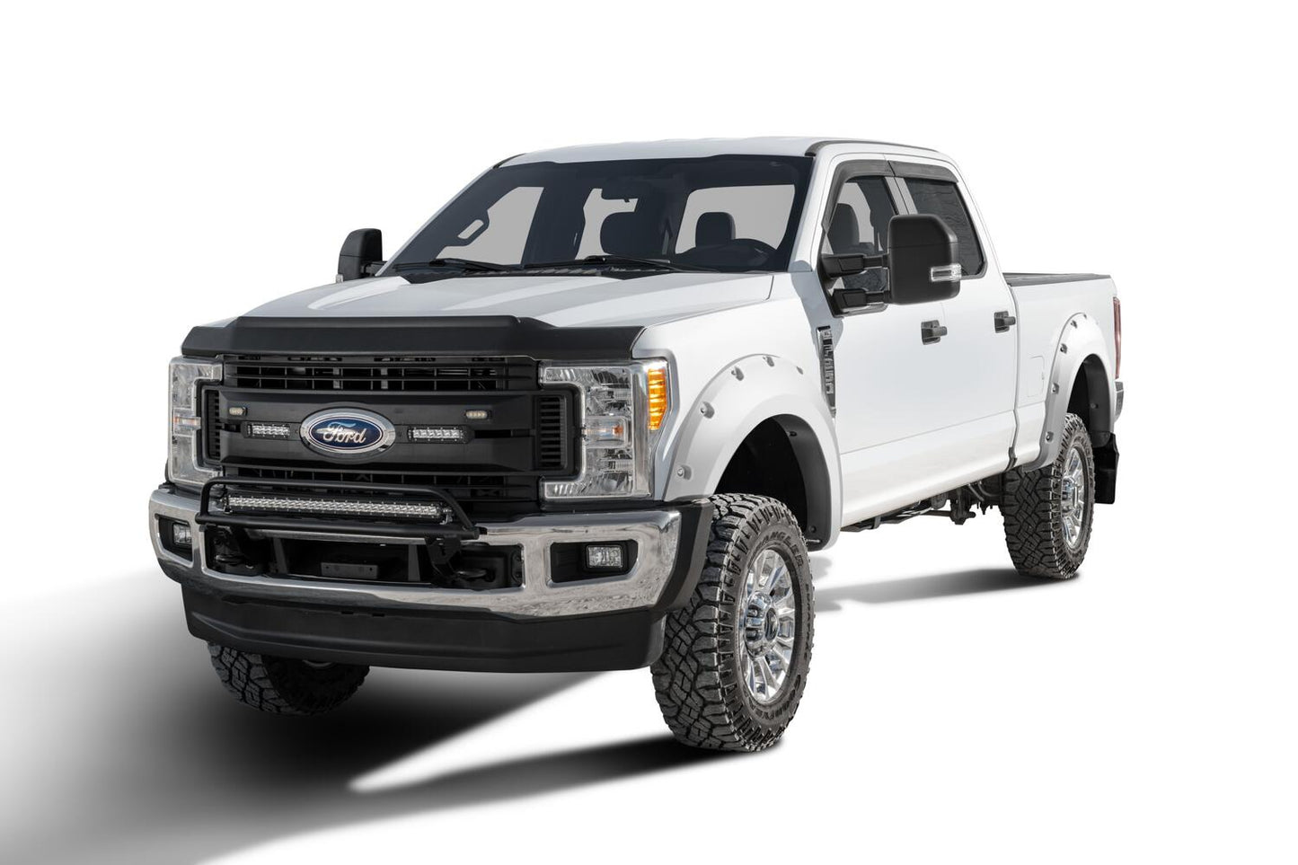 Pocket/Rivet Style Color Matched Oxford White 4-Piece Fender Flare Set For 2017-2022 Ford F250/F350 Super Duty Bushwacker