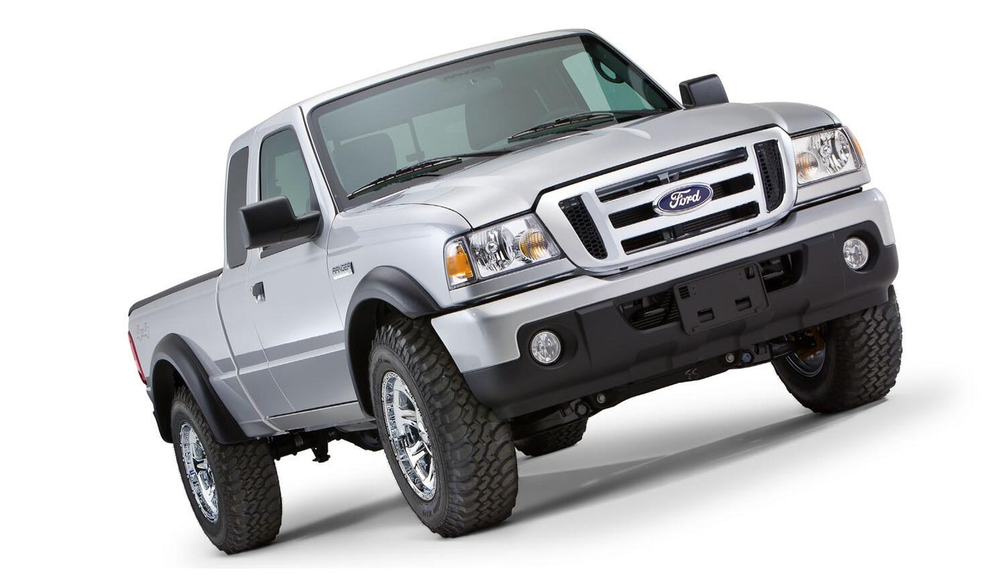 Black Extendafender Style Smooth Finish 4-Piece Fender Flare Set For 1993-2011 Ford Ranger Bushwacker