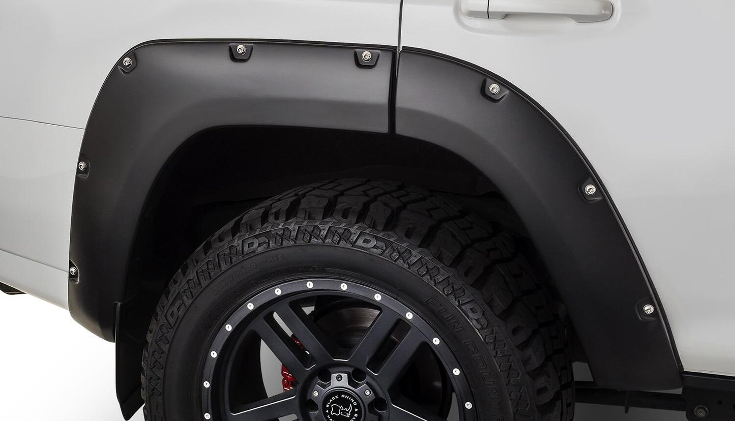 Black Pocket/Rivet Style Smooth Finish Rear Fender Flares For 2014-2022 Toyota 4Runner (Excludes Limited) Bushwacker