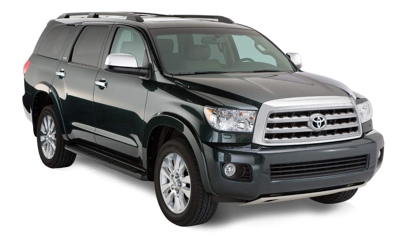 Black OE Style Smooth Finish 4-Piece Fender Flare Set For 2008-2015 Toyota Sequoia W/Factory Mudflaps Bushwacker
