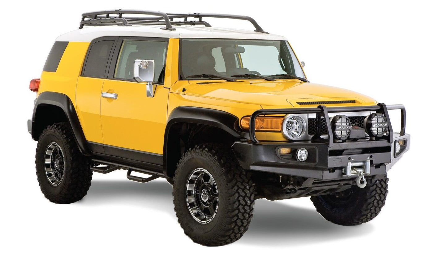 Black Extendafender Style Smooth Finish 4-Piece Fender Flare Set For 2007-2014 Toyota Fj Cruiser Bushwacker