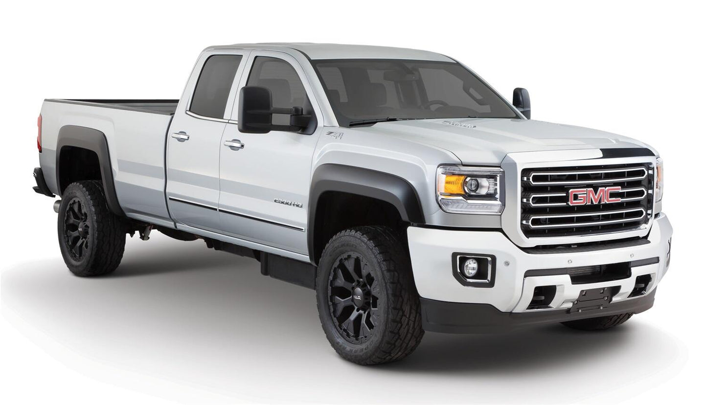 Black Extendafender Style Smooth Finish 4-Piece Fender Flare Set For 2015-2019 GMC Sierra 2500 Hd/3500 Hd Bushwacker