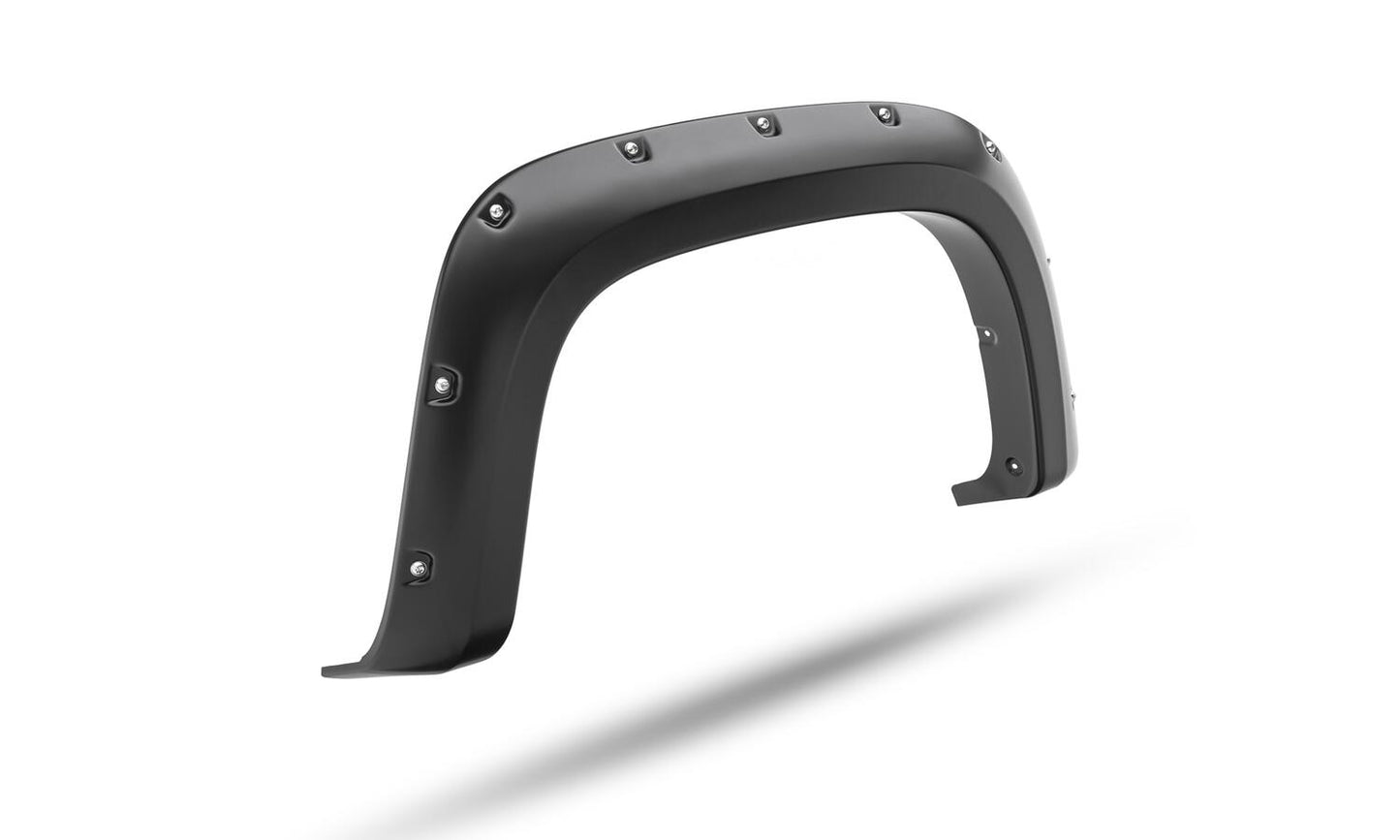 Black Pocket/Rivet Style Smooth Finish 4-Piece Fender Flare Set For 2021-2022 Chevrolet Colorado 74.0 In Bed Bushwacker