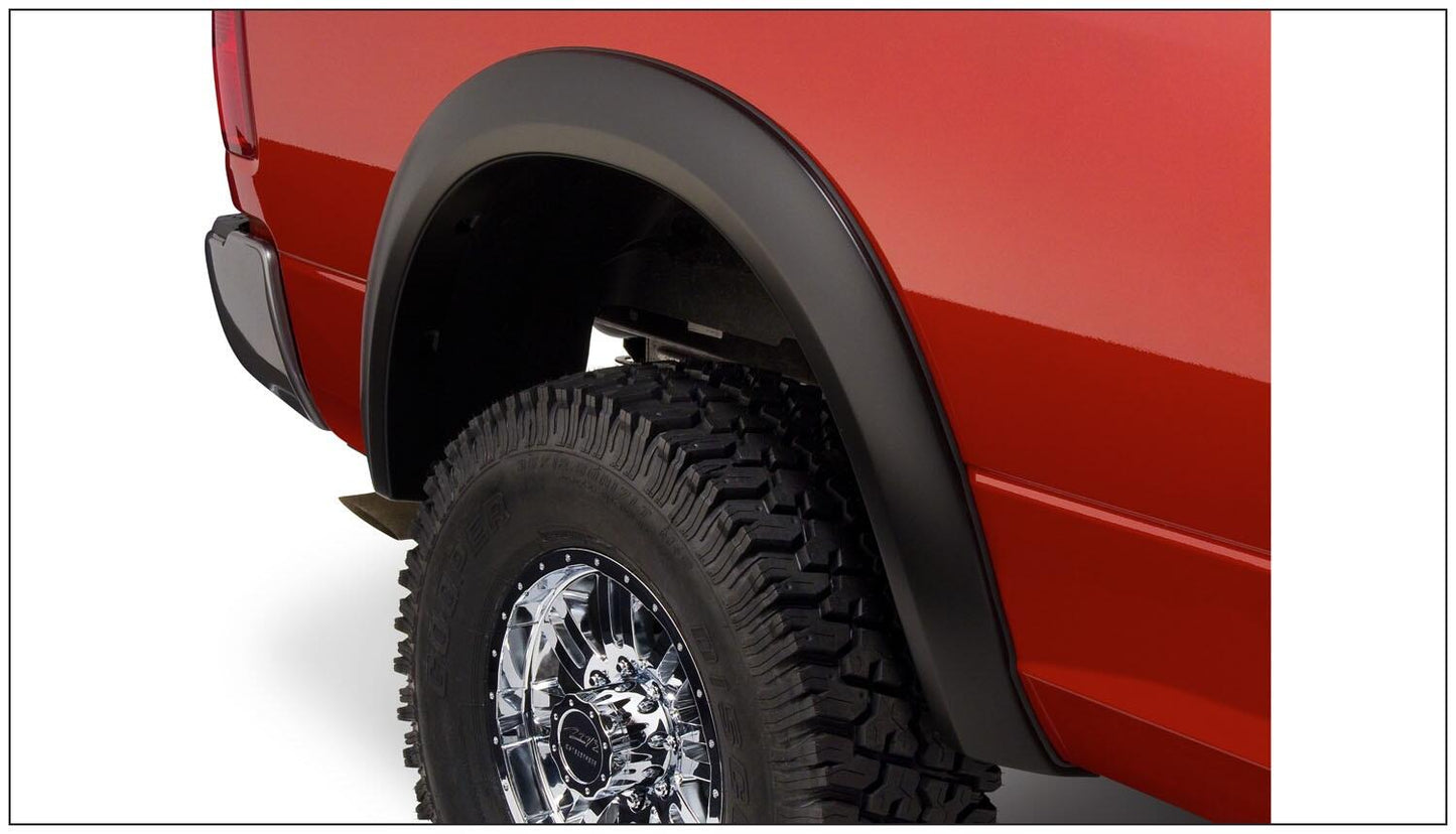 Black Extendafender Style Smooth Finish Rear Fender Flares For 1994-2001 Dodge Ram 1500 1994-2002 Ram 2500, 3500 Bushwacker