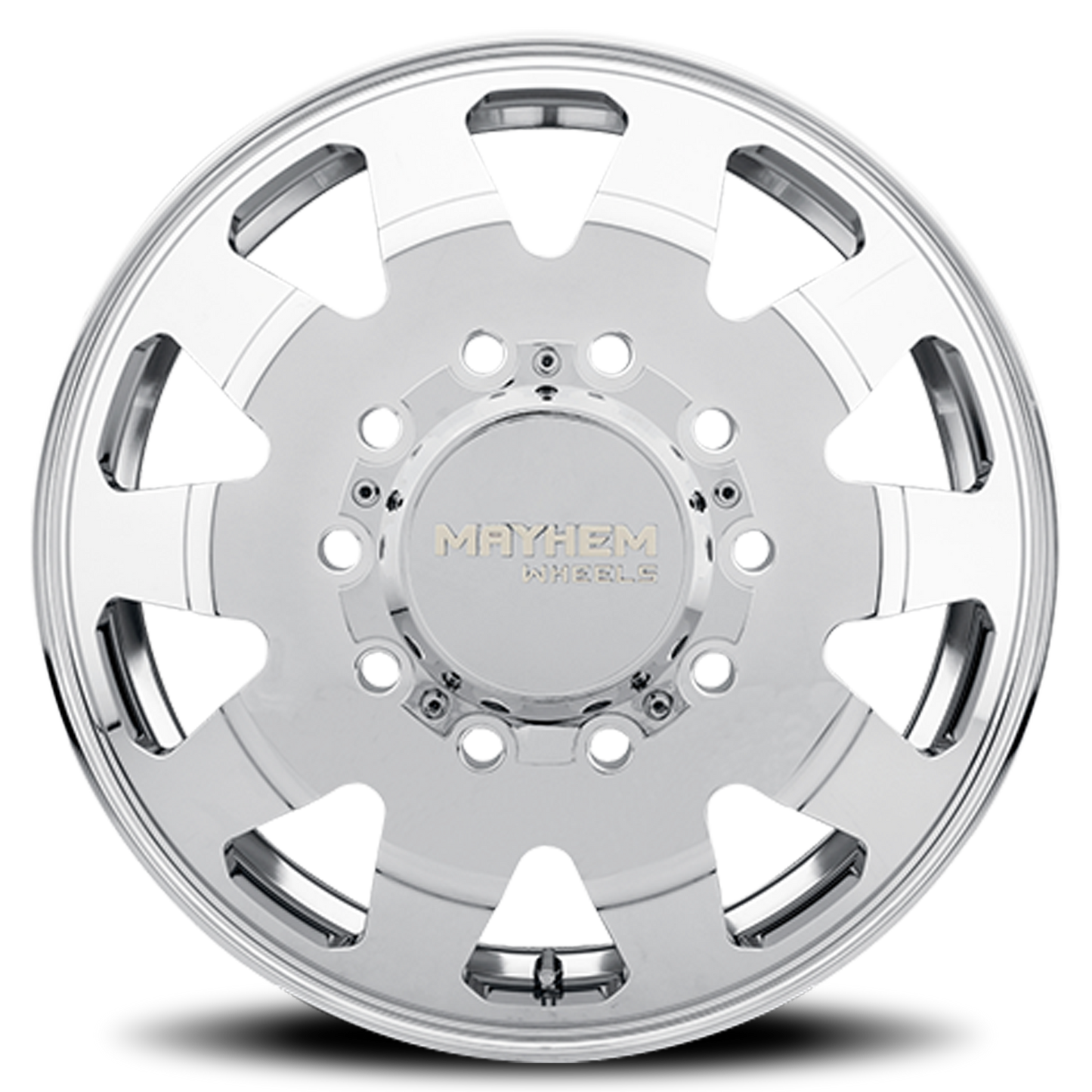 Mayhem Dually Wheels Challenger 8181 PO 22x8.25 Front Dually Polished 169 Off Set 10 Lug 11.28 BSM 220.1 Bore Cast Aluminum