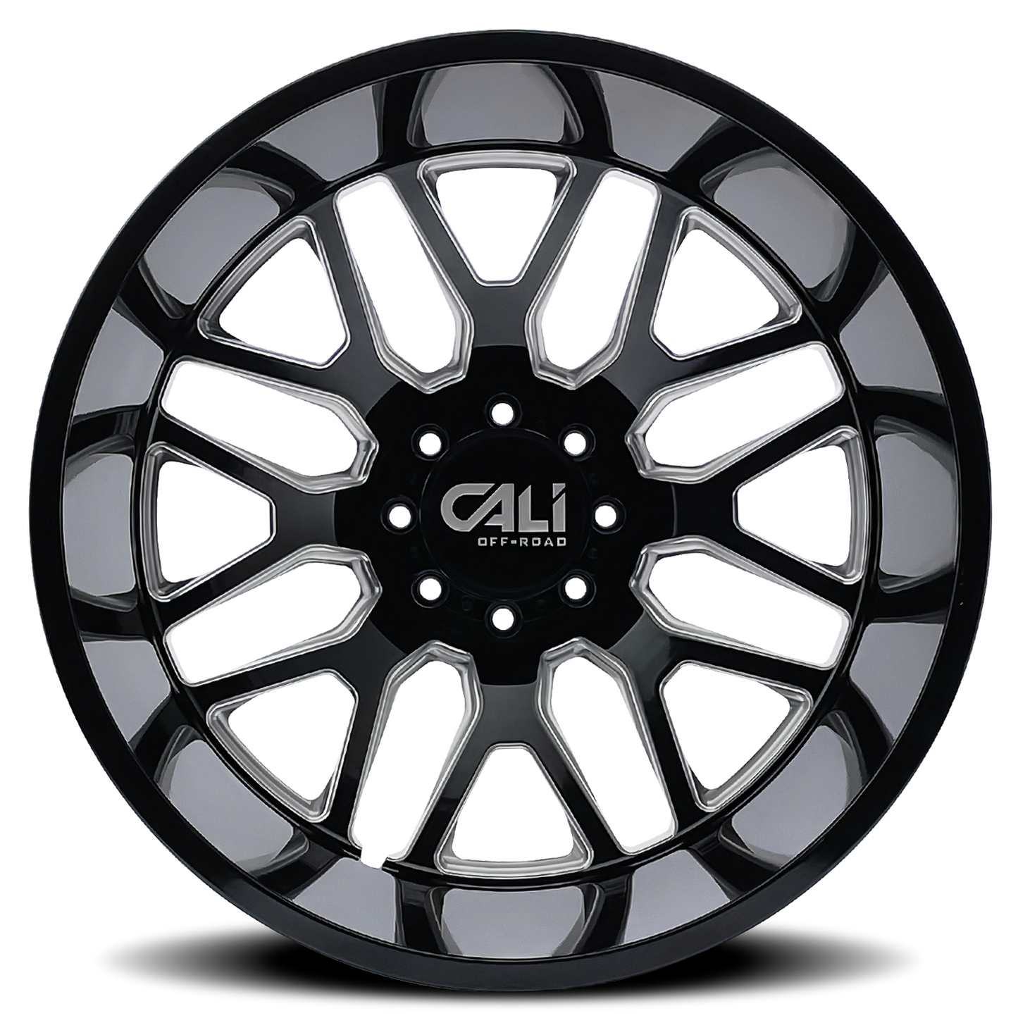 Dually Wheels Invader Dually 9115D GB-M 22x8.25 Milled Spokes Gloss Black 8 On 210 Bolt Pattern -192 Offset Cali Offroad Wheels