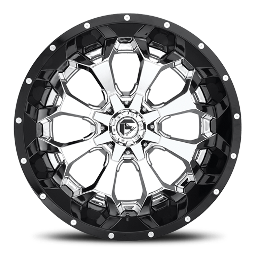 Aluminum Wheels 22X10 Assault D246 6 On 135/6 On 139.7 Chrome/Gloss Black Lip 106.1 Bore -13 Offset 8 Spoke Fuel Off Road Wheels