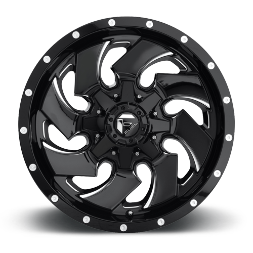 Aluminum Wheels 20X9 Cleaver D574 5 On 139.7/5 On 150 Gloss Black/Milled 110.3 Bore 1 Offset 8 Spoke Fuel Off Road Wheels