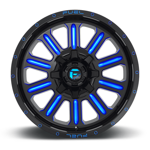 Aluminum Wheels 20X10 Hardline D646 5 On 114.3/5 On 127 Gloss Black/Candy Blue 78.1 Bore -18 Offset Fuel Off Road Wheels