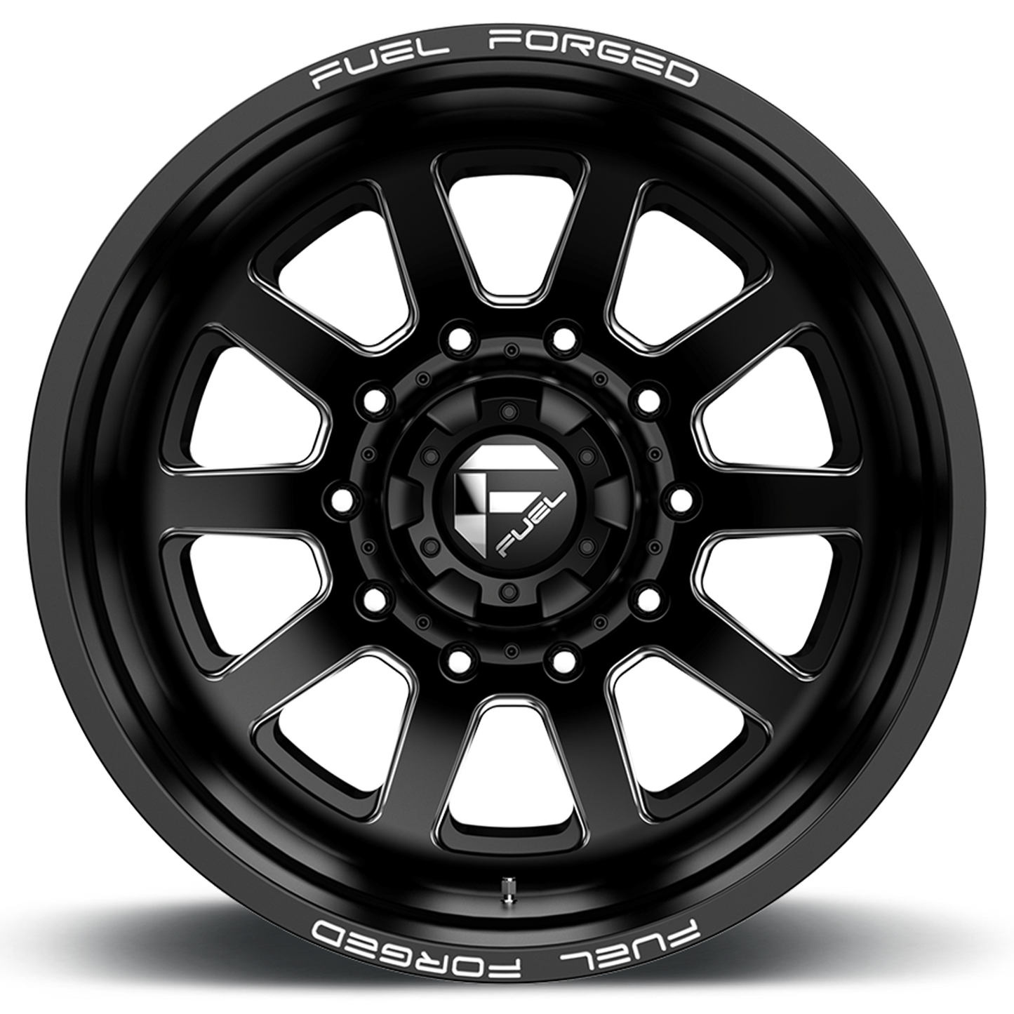 Dually Wheels 24X8.25 FF09D Dually DE09 BK 10 On 225 Matte Black Milled 170.1 Bore -225 Offset Outer Dually Fuel Off Road Wheels