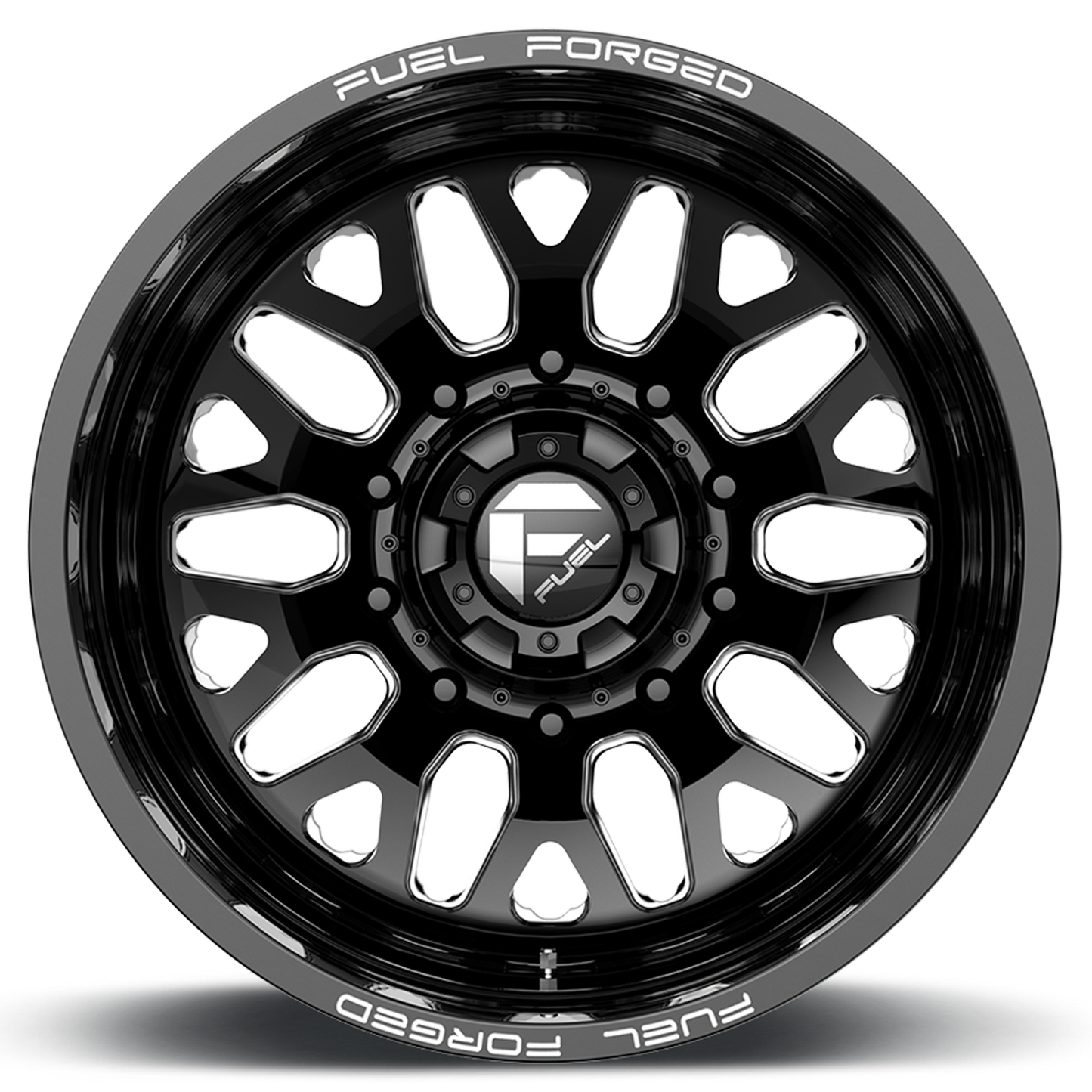 Dually Wheels 22X8.5 FF19D Dually DE19 BK 8 On 200 Gloss Black Milled 142.2 Bore -202 Offset Outer Dually Fuel Off Road Wheels