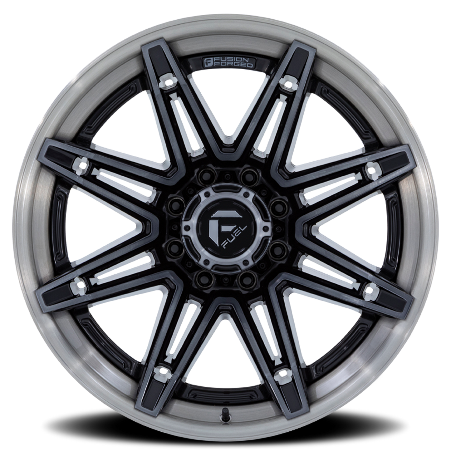 Aluminum Wheels 20X10 Brawl FC401BT 8 On 180 Gloss Black Brushed Dark Tint 124.2 Bore -18 Offset Fuel Off Road Wheels