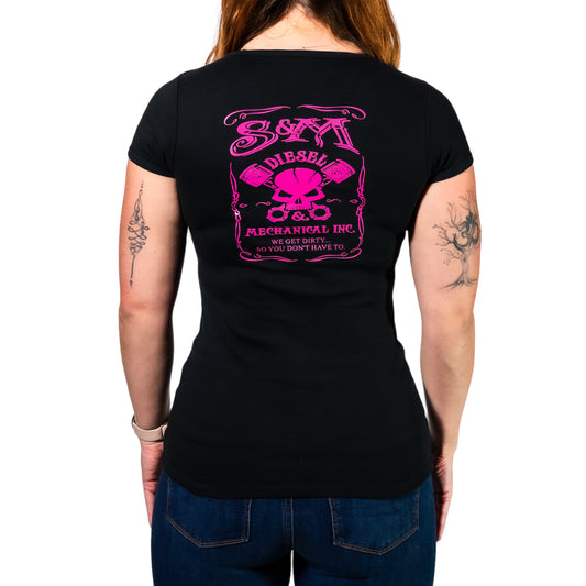 S&M Diesel Woman’s Logo scoop front T-Shirt- 5 color options avail