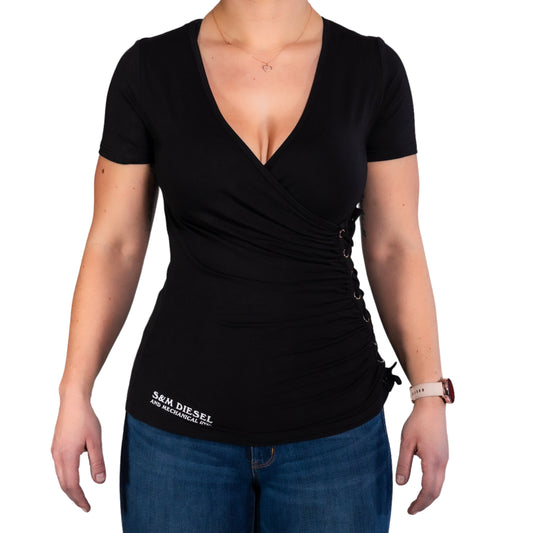 S&M Diesel Sensual Plunge Lace-Up Shirt- 1 color option avail