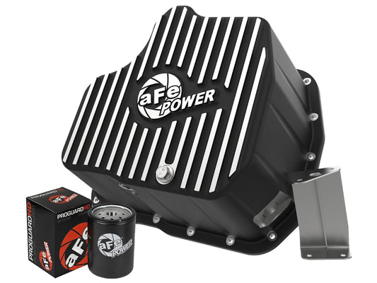 aFe POWER Pro Series Engine Oil Pan Black w/ Machined Fins