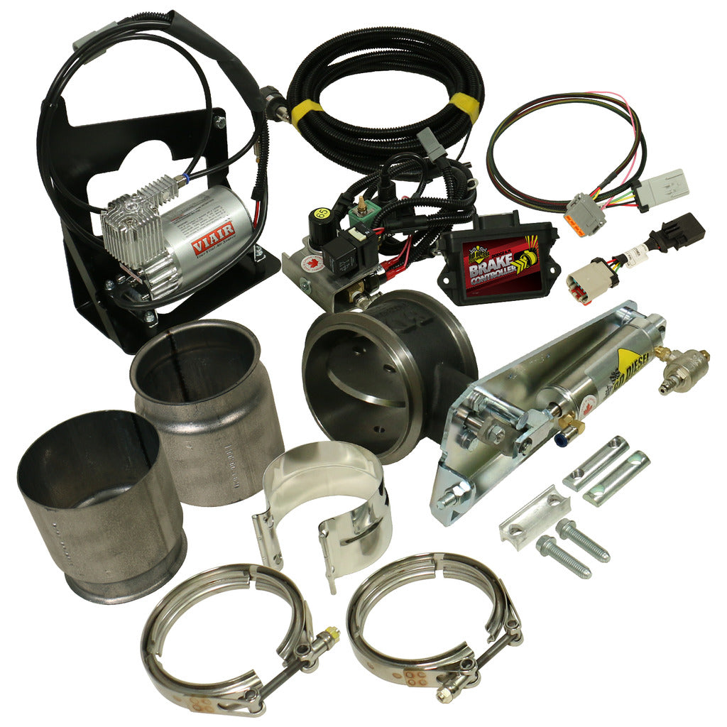 Exhaust Brake (Remote) w/Non-VGT Turbo & 4-inch Exhaust Kit c/w Air Compressor - DODGE 6.7L Cummins 2007.5-2017