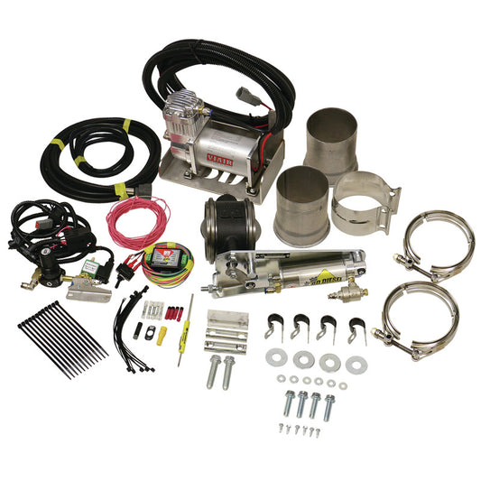Exhaust Brake Universal 4.0 Inch Remote Mount Air Actuated c/w Air Compressor BD Diesel