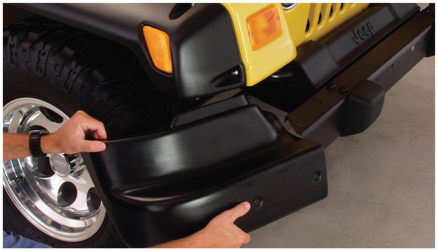 Black Large Pocket/Rivet Style Textured Finish 4-Piece Fender Flare Set For 1997-2006 Jeep Wrangler TJ, Euro Rubicon Conversion Package Bushwacker