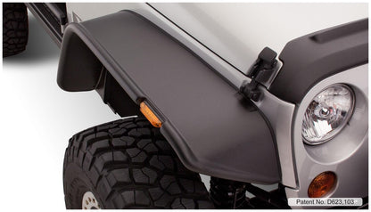Black Jeep Flat Style Textured Finish 4-Piece Fender Flare Set For 2007-2018 Jeep Wrangler JK 2-Door Bushwacker