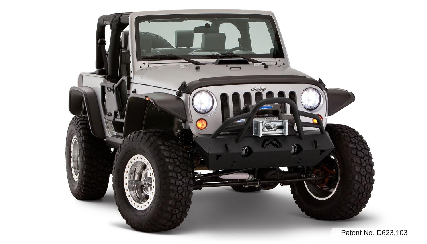 Black Jeep Flat Style Textured Finish 4-Piece Fender Flare Set For 2007-2018 Jeep Wrangler JK 2-Door Bushwacker