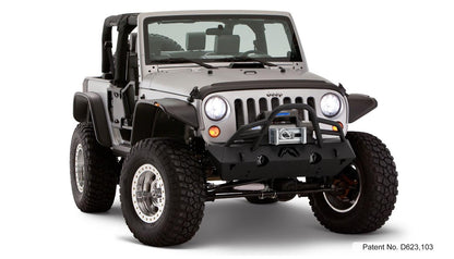 Black Jeep Flat Style Textured Finish 4-Piece Fender Flare Set For 2007-2018 Jeep Wrangler JK 2-Door Bushwacker