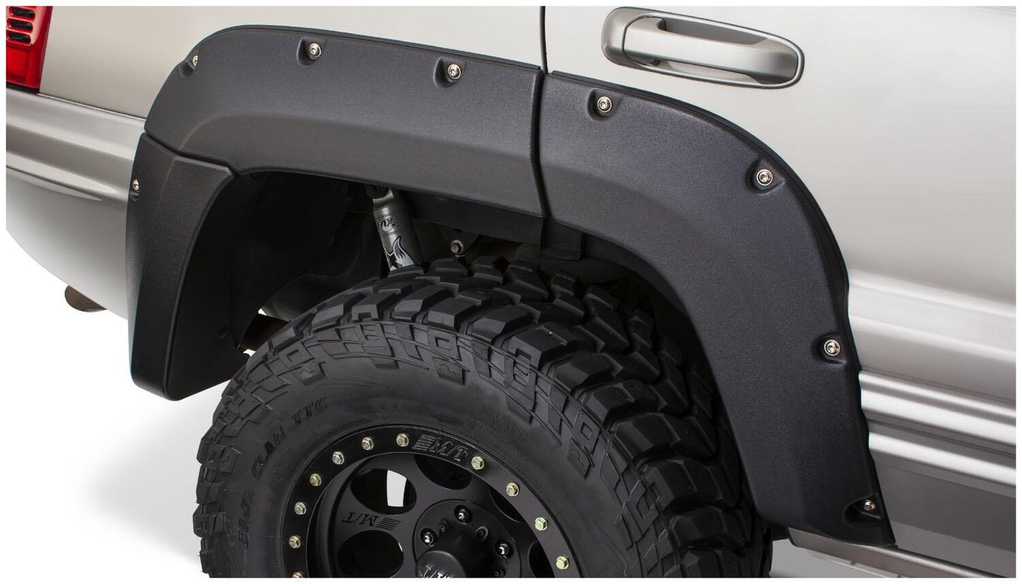 Black Jeep Cutout Style Textured Finish 4-Piece Fender Flare Set For 1999-2004 Jeep Grand Cherokee Bushwacker