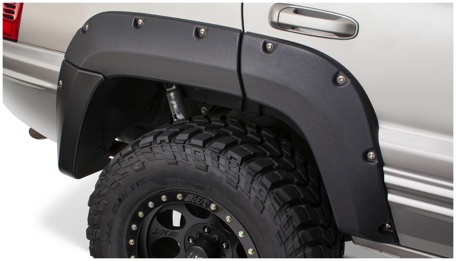 Black Jeep Cutout Style Textured Finish 4-Piece Fender Flare Set For 1999-2004 Jeep Grand Cherokee Bushwacker