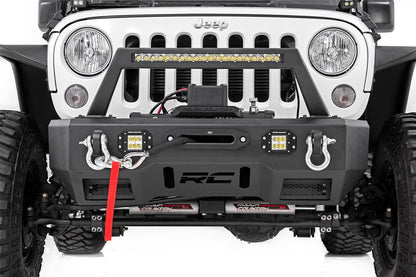 Jeep Front Stubby LED Winch Bumper w/Hoop Chrome Series JK, JL, Gladiator JT Rough Country