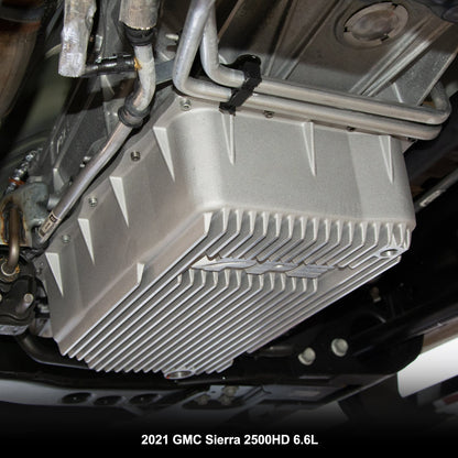 2020-2023 GM 6.6L Duramax w/ 10L1000 Transmission - Heavy-Duty Cast Deep Transmission Pan Brushed