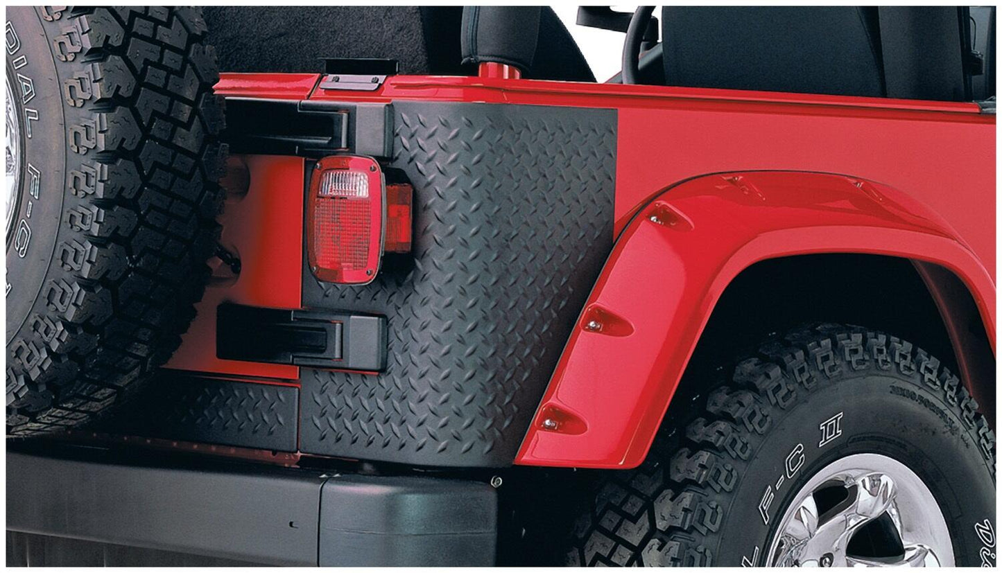 Black Trail Armor Rear Corners For 1997-2006 Jeep Wrangler 2-Door Works With Pocket Style Flares, Pair Bushwacker