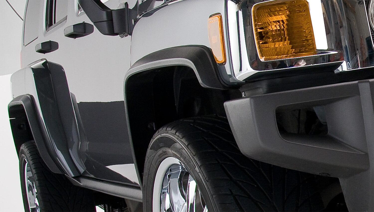 Black OE Style Smooth Finish 4-Piece Fender Flare Set For 2006-2010 Hummer H3 Bushwacker