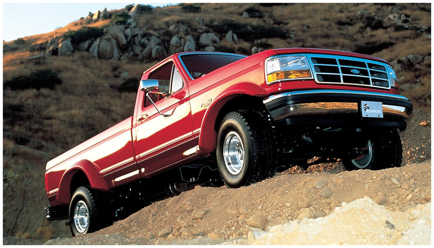 Black Cutout Style Smooth Finish Rear Fender Flares For 1992-1996 Ford Bronco, F150, F250 1992-1997 F350 Super Duty (Excludes Dually) Bushwacker
