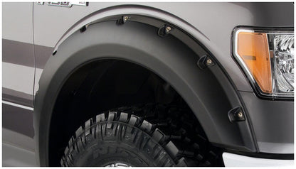 Black Pocket/Rivet Style Smooth Finish Front Fender Flares For 2008-2010 Ford F250/F350 Super Duty Bushwacker