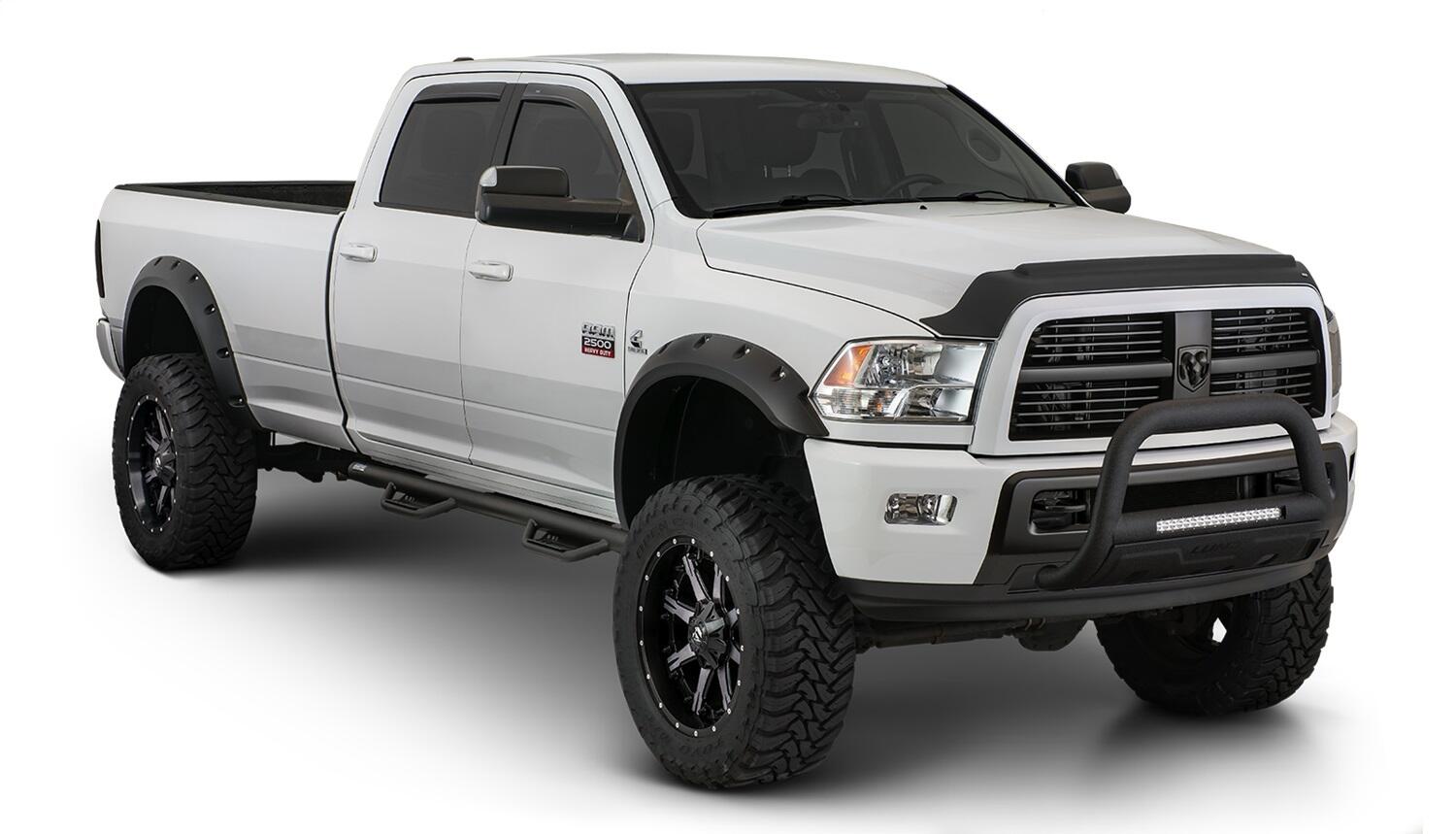 Black Max Coverage Pocket/Rivet Style Smooth Finish Rear Fender Flares For 2015-2020 Ford F150 Bushwacker