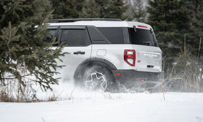 Black Pocket/Rivet Style Smooth Finish Rear Fender Flares For 2021-2026 Ford Bronco Sport Bushwacker