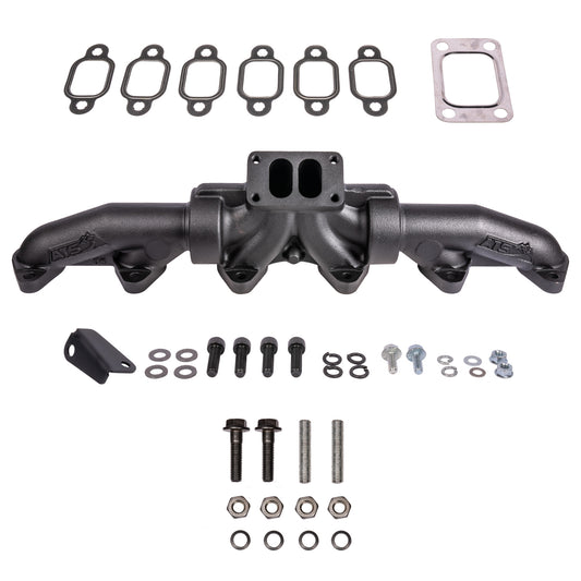ATS Pulse Flow Exhaust Manifold Kit Fits 1994-Early 1998 5.9L 12V Cummins 3-Pc T3 With Gaskets Turbo Hardware