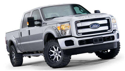 Black Pocket/Rivet Style Smooth Finish 4-Piece Fender Flare Set For 2008-2010 Ford F250/F350 Super Duty Bushwacker