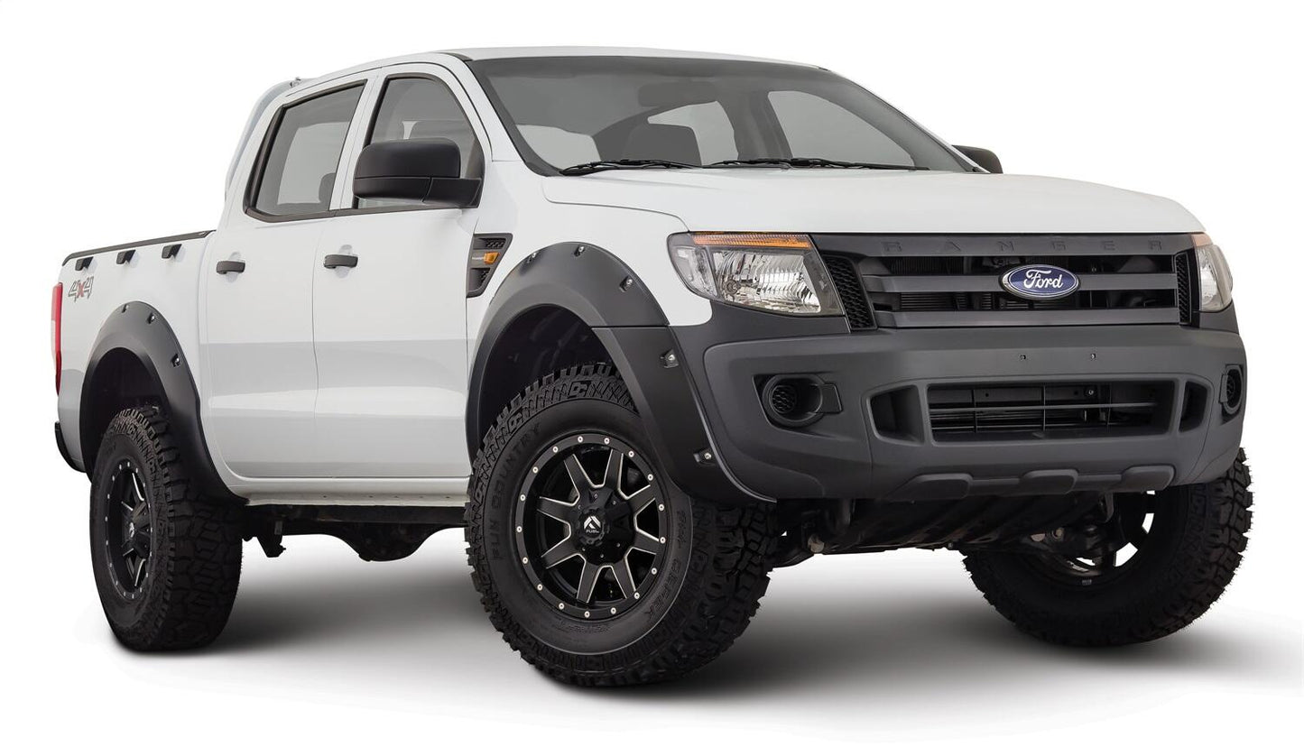 Black Pocket/Rivet Style Smooth Finish 4-Piece Fender Flare Set For 2011-2018 Ford Ranger Bushwacker