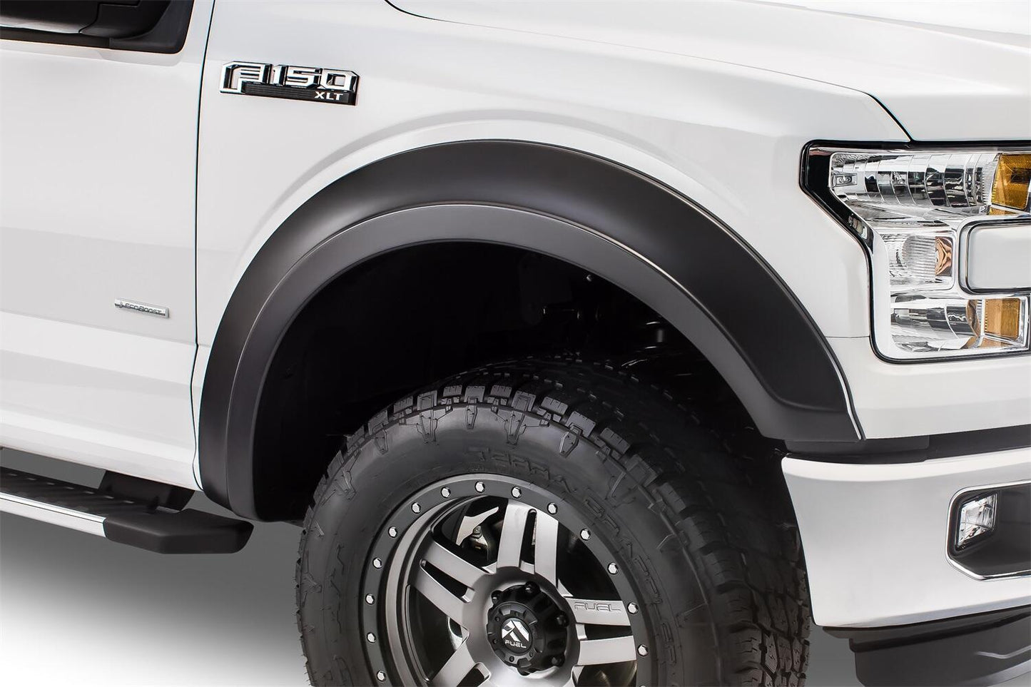 Black Extendafender Style Smooth Finish 4-Piece Fender Flare Set For 2015-2017 Ford F150 (Excludes Models W/Tech Package) Bushwacker