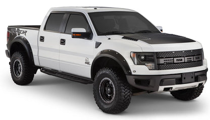 Black Pocket/Rivet Style Smooth Finish 4-Piece Fender Flare Set For 2010-2014 Ford Raptor Bushwacker