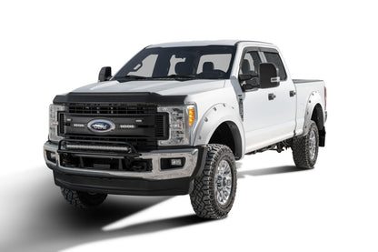 Pocket/Rivet Style Color Matched Oxford White 4-Piece Fender Flare Set For 2017-2022 Ford F250/F350 Super Duty Bushwacker