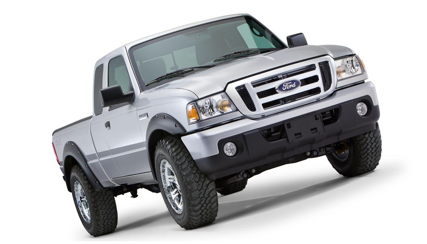 Black Pocket/Rivet Style Smooth Finish 4-Piece Fender Flare Set For 1993-2011 Ford Ranger (Excludes FX4) Bushwacker
