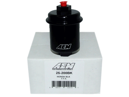 High Volume Fuel Filter Acura/Honda Inlet 14mm x 1.5 Outlet 12mm x 1.25 AEM Electronics