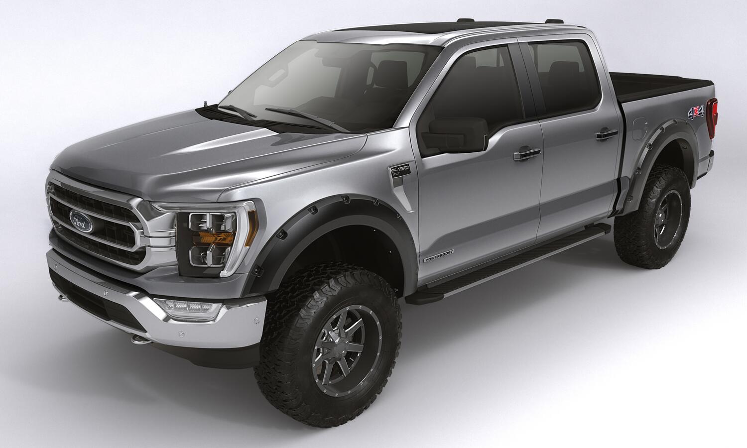 Black Forge Pocket/Rivet Textured Finish 4-Pc Fender Flare Set For 2021-2022 Ford F150 Will Not F150 Lightning Bushwacker