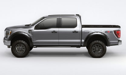 Black Forge Pocket/Rivet Textured Finish 4-Pc Fender Flare Set For 2021-2022 Ford F150 Will Not F150 Lightning Bushwacker
