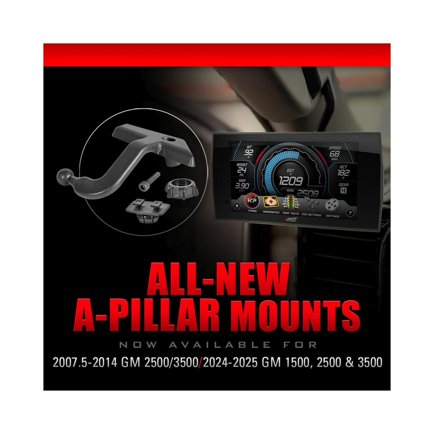 CTS3 Pillar Display Mount for 2007.5-2014 Silverado/Sierra 2500/3500 Edge Products