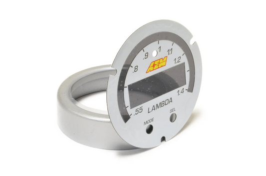X-Series Wideband UEGO AFR Gauge Accessory Kit Silver Bezel and White AFR/Lambda Faceplate AEM Electronics