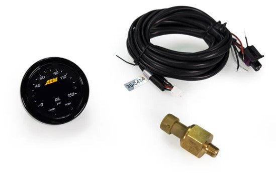 X-Series Fluid Pressure Gauge Kit 0-150psi/0-10bar Black Bezel and Black Faceplate AEM Electronics